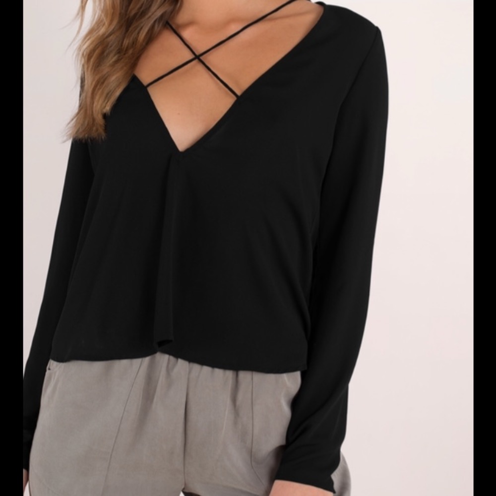 Criss Cross Black Sheer Top